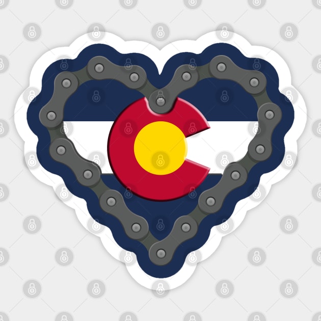 Colorado Flag Heart Bike Chain Cyclist Sticker by E